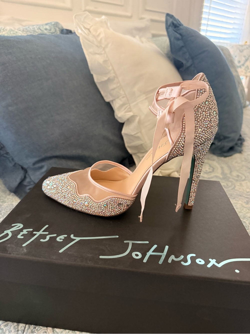 Betsey Johnson Crystal Embellished High Heel Pump - Champagne